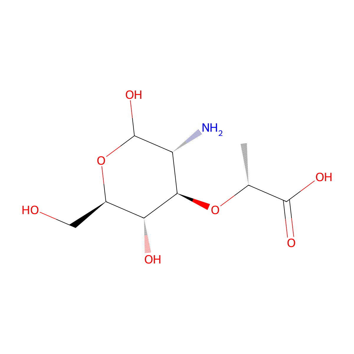 Muramic acid molecular structure, CAS 1114-41-6