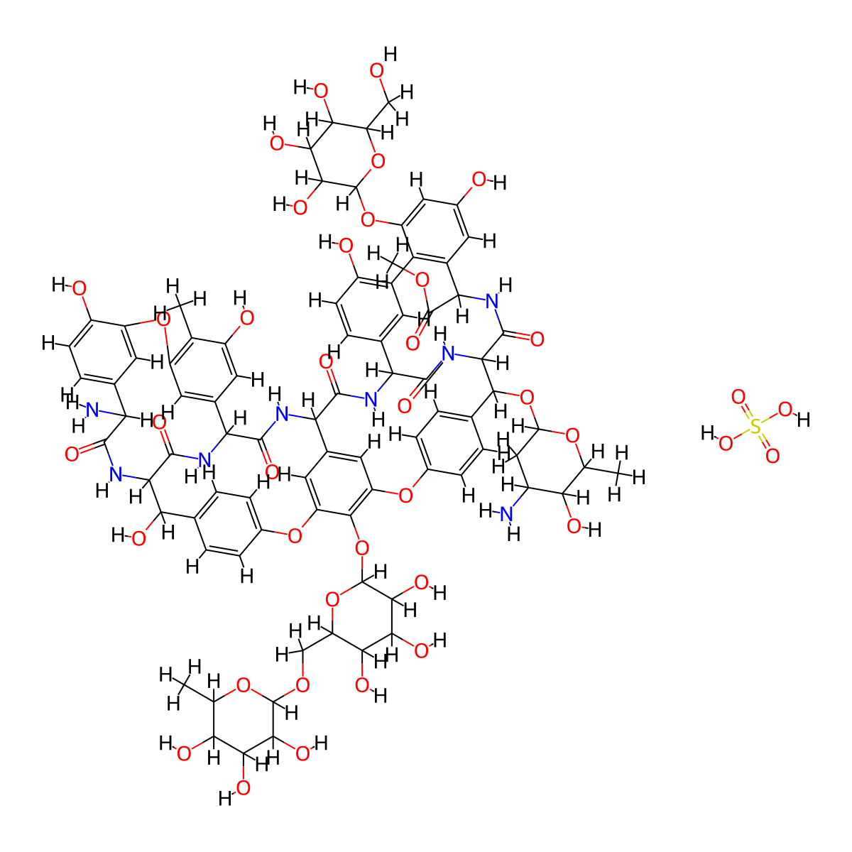 ristomycin, sulfate (salt) molecular structure, CAS 11140-99-1