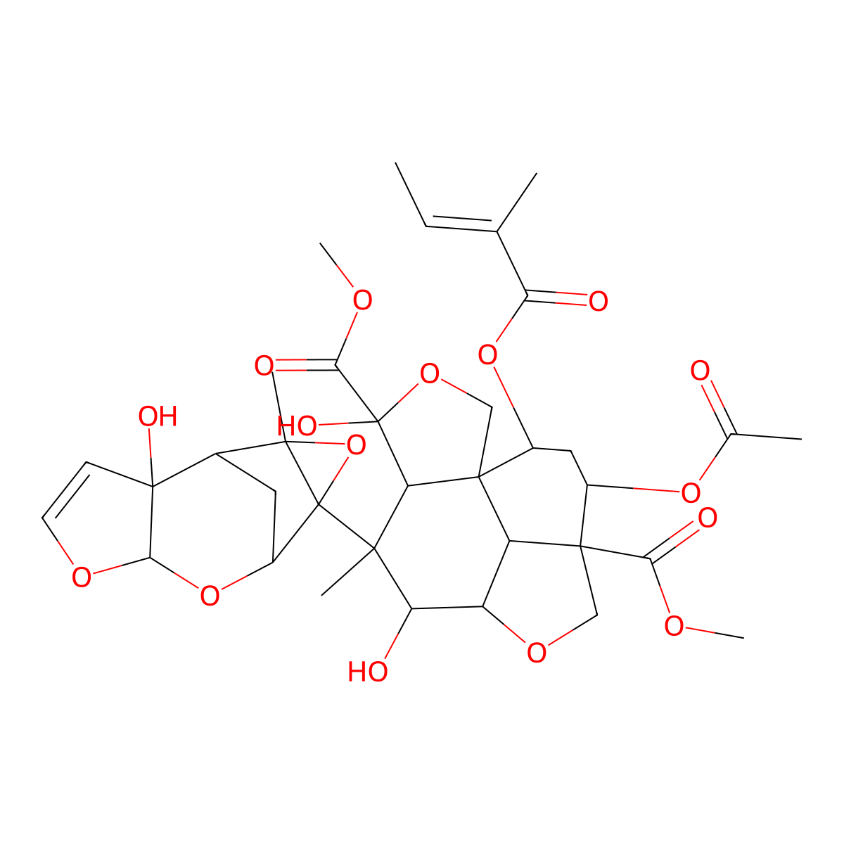 Azadirachtin molecular structure, CAS 11141-17-6