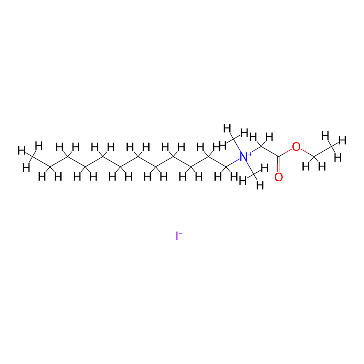 Ethyl 2-(dodecyldimethylamino)acetate, iodide molecular structure, CAS 111414-24-5