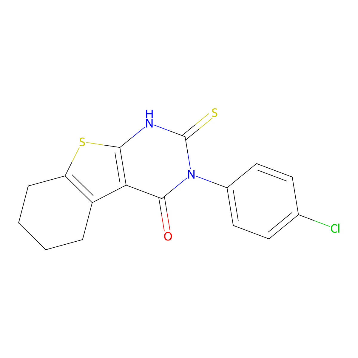 3-(4-chlorophenyl)-2-sulfanyl-5,6,7,8-tetrahydro[1]benzothieno[2,3-d]pyrimidin-4(3H)-one molecular structure, CAS 111423-08-6