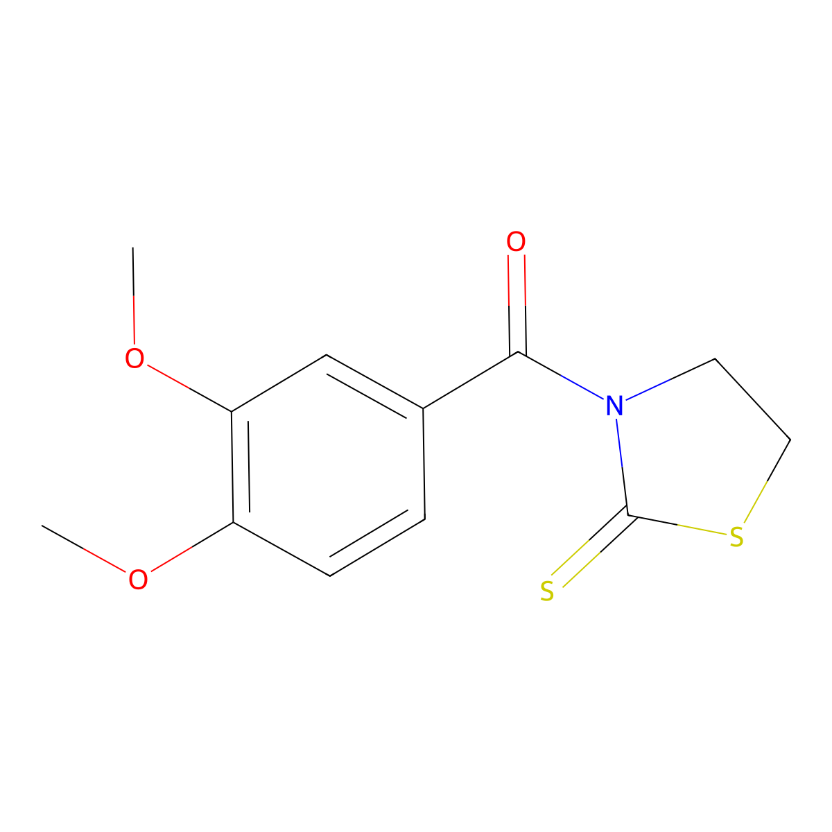 3-(3,4-Dimethoxybenzoyl)-1,3-thiazolidine-2-thione molecular structure, CAS 111427-22-6