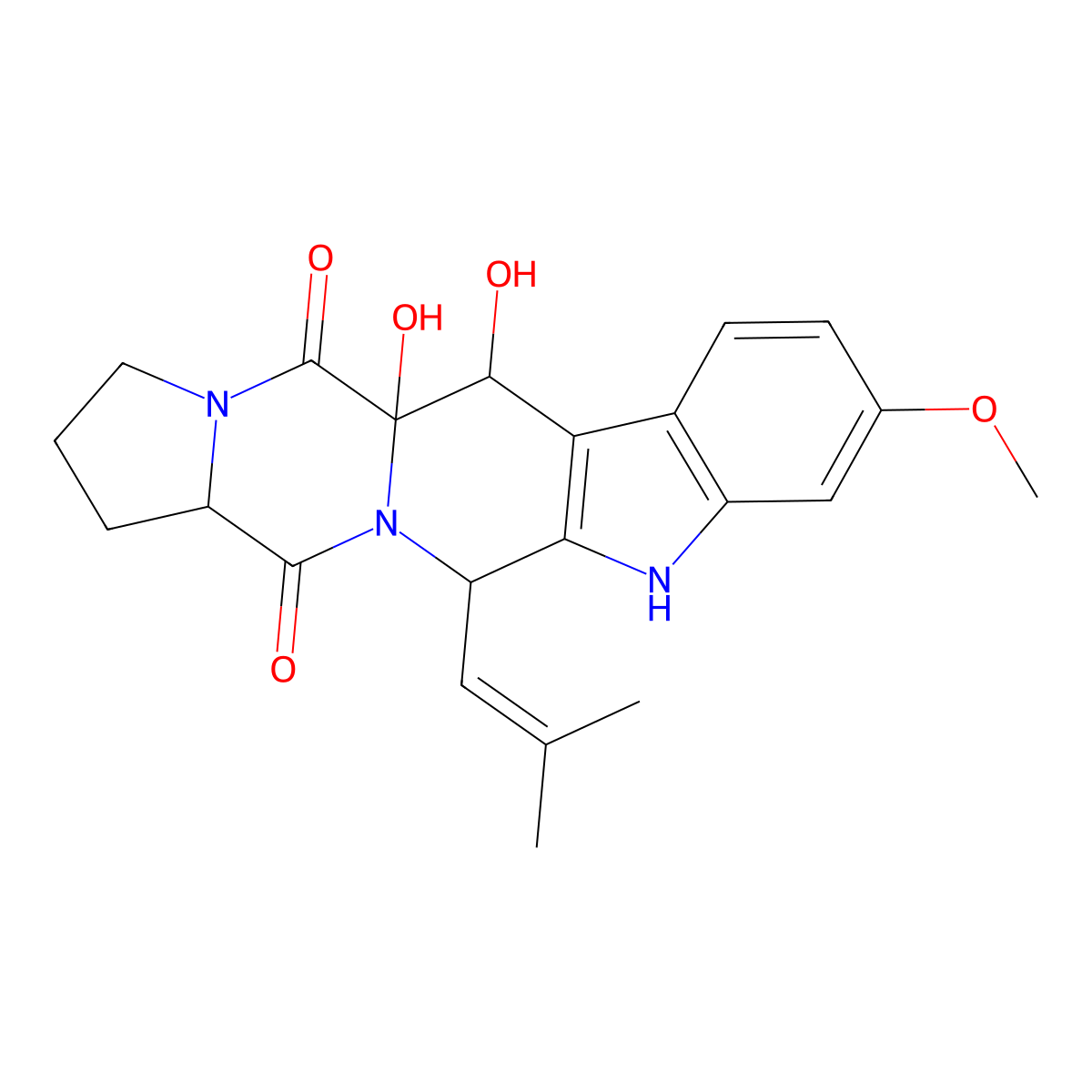 12,13-Dihydroxyfumitremorgin C molecular structure, CAS 111427-99-7
