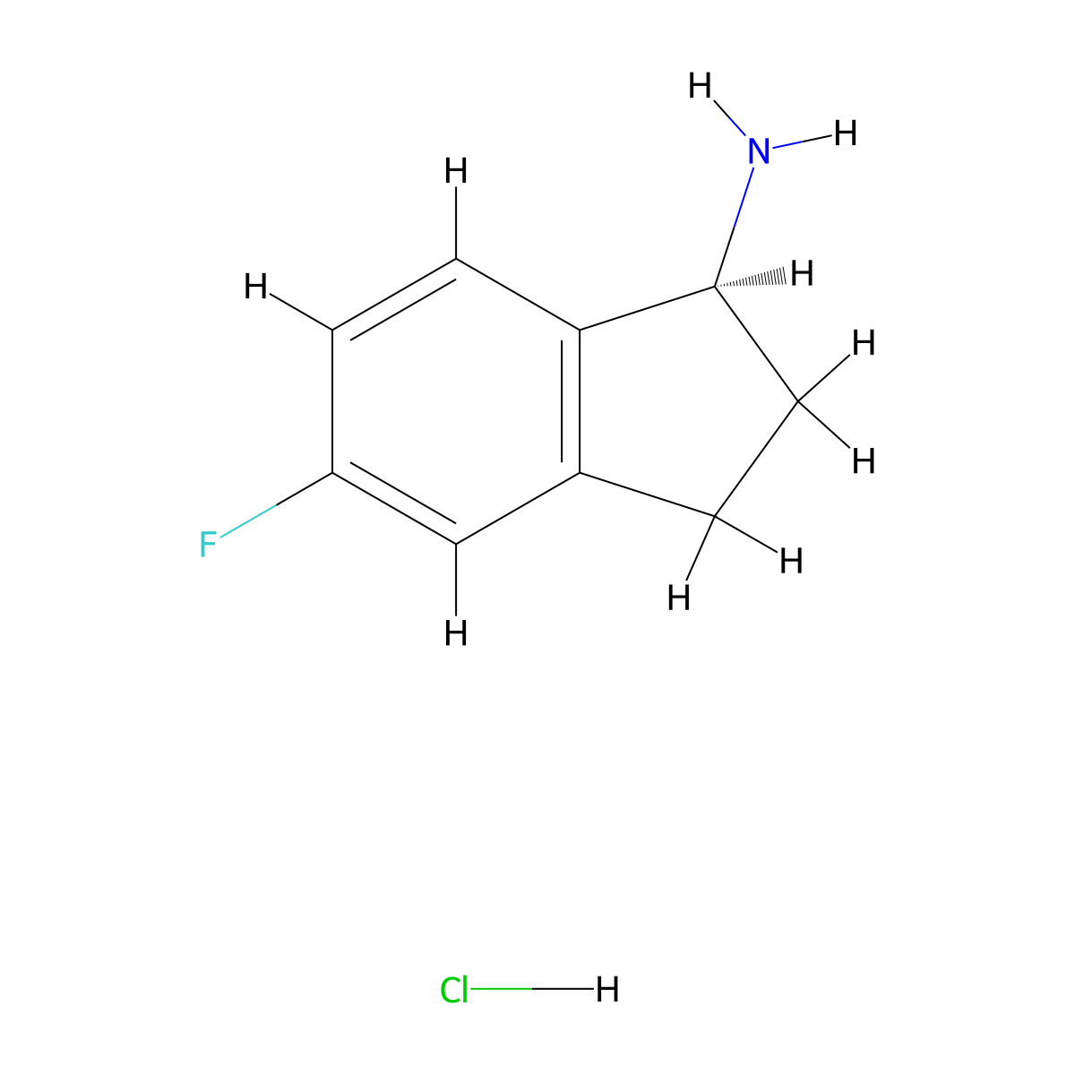 (1S)-5-fluoro-2,3-dihydro-1H-inden-1-amine hydrochloride molecular structure, CAS 1114333-11-7