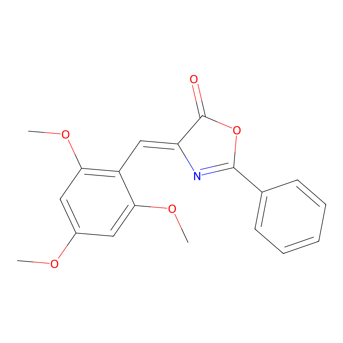 2-phenyl-4-(1-(2,4,6-trimethoxyphenyl)methylidene)-4H-oxazol-5-one molecular structure, CAS 1114339-55-7