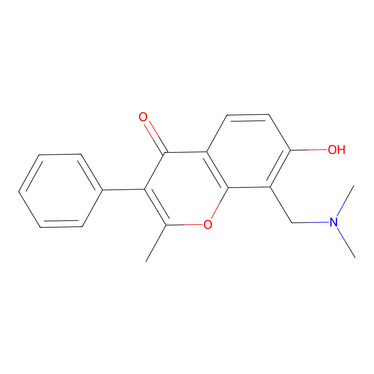 8-((dimethylamino)methyl)-7-hydroxy-2-methyl-3-phenyl-4H-chromen-4-one molecular structure, CAS 111442-25-2