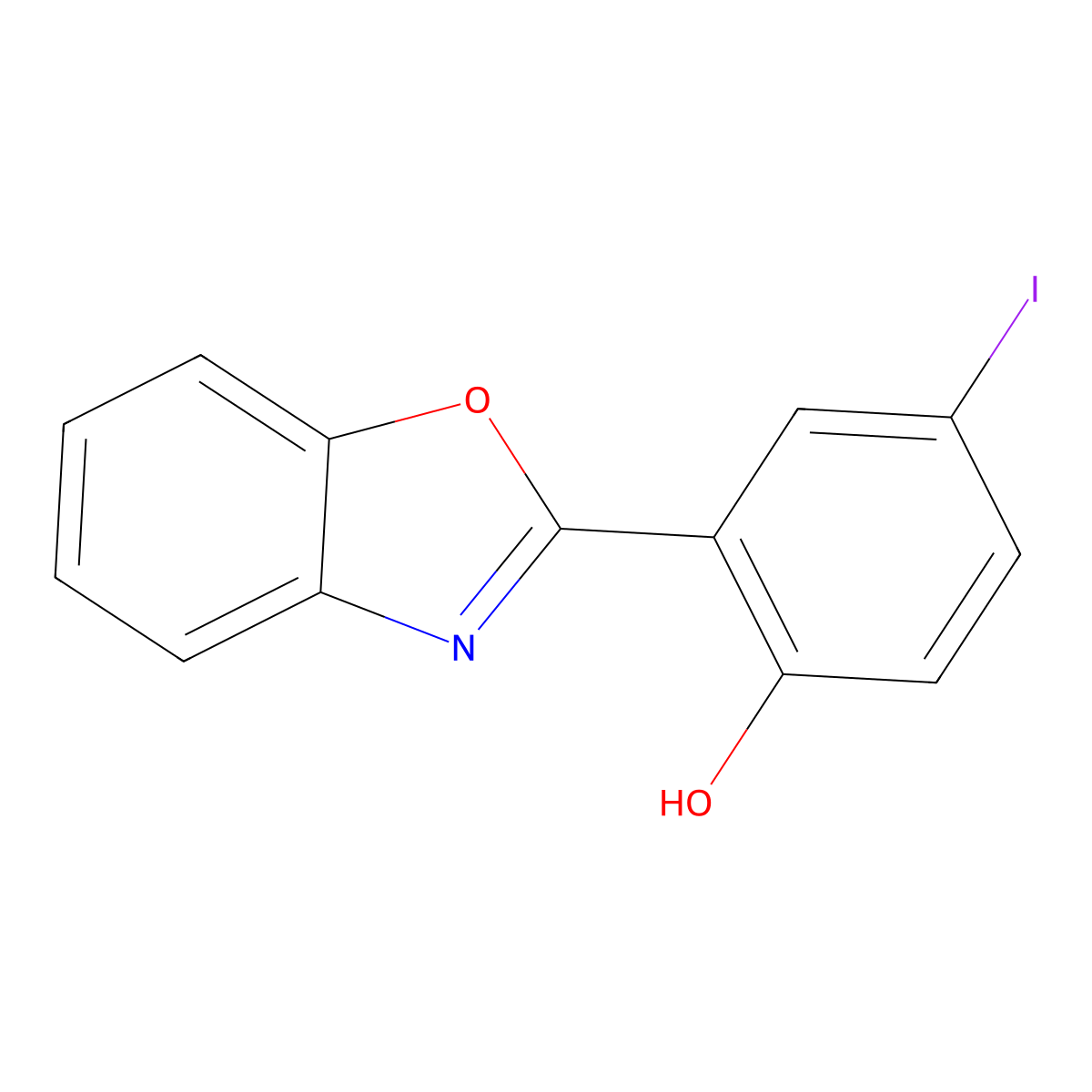 2-(Benzo[d]oxazol-2-yl)-4-iodophenol molecular structure, CAS 1114506-93-2