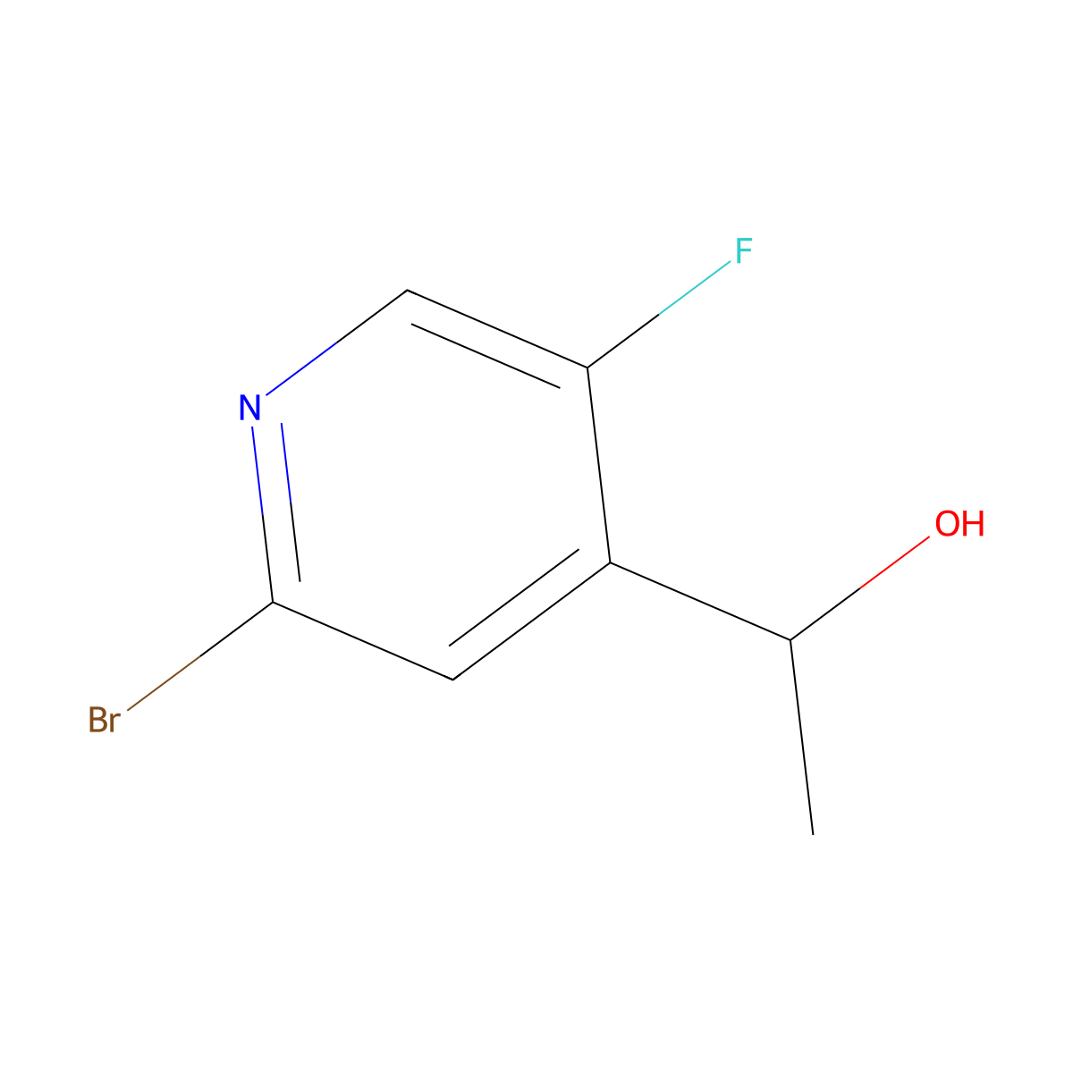 1-(2-Bromo-5-fluoropyridin-4-yl)ethanol molecular structure, CAS 1114523-54-4