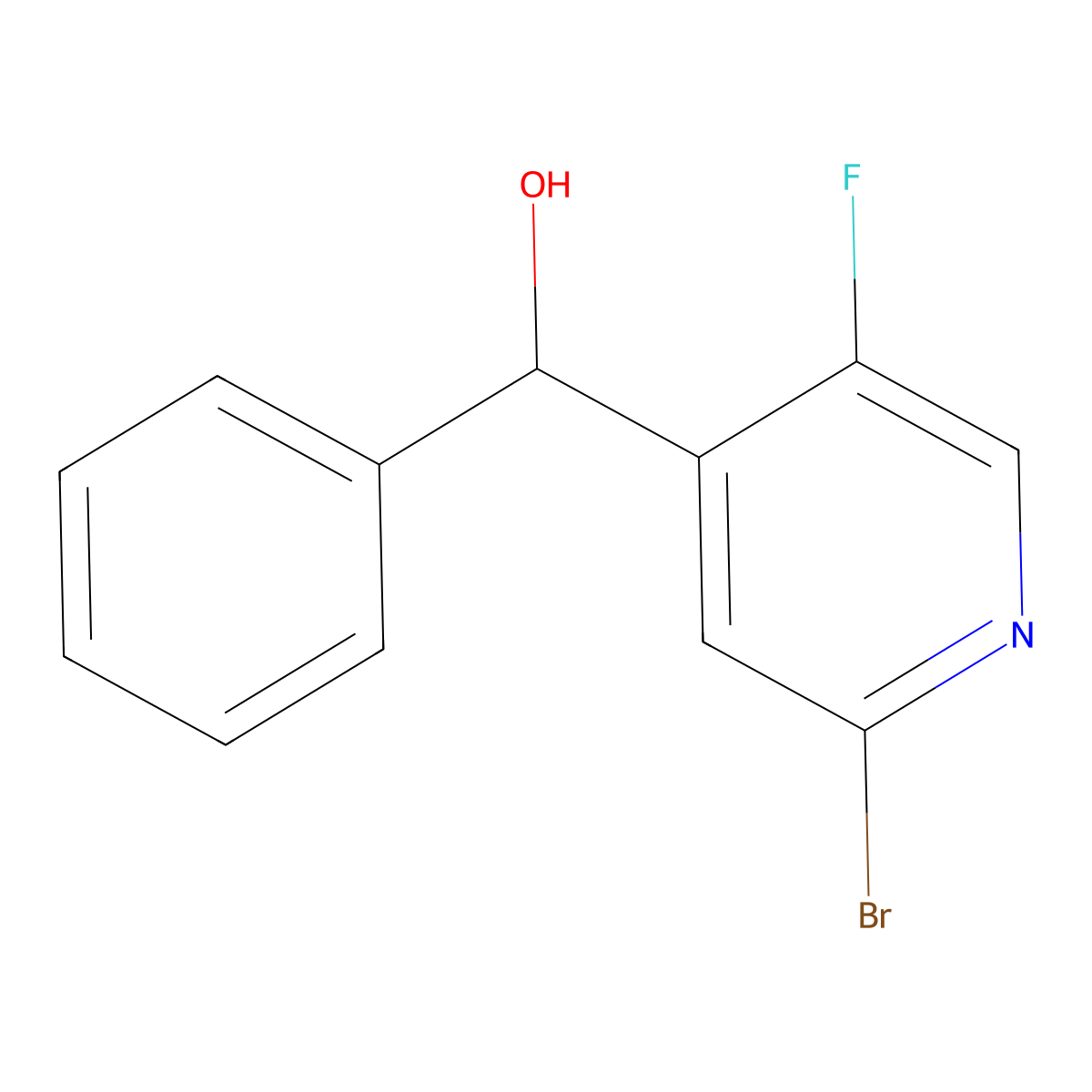 (2-Bromo-5-fluoropyridin-4-yl)(phenyl)methanol molecular structure, CAS 1114523-75-9