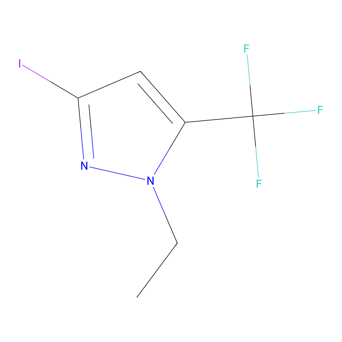1-ethyl-3-iodo-5-(trifluoromethyl)-1H-pyrazole molecular structure, CAS 111454-60-5