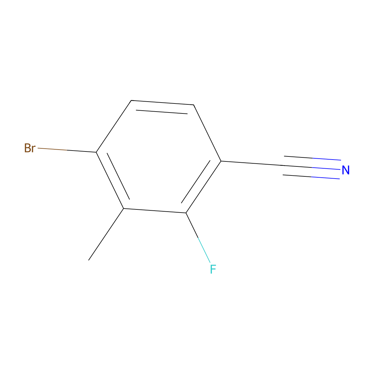 4-Bromo-2-fluoro-3-methylbenzonitrile molecular structure, CAS 1114546-30-3