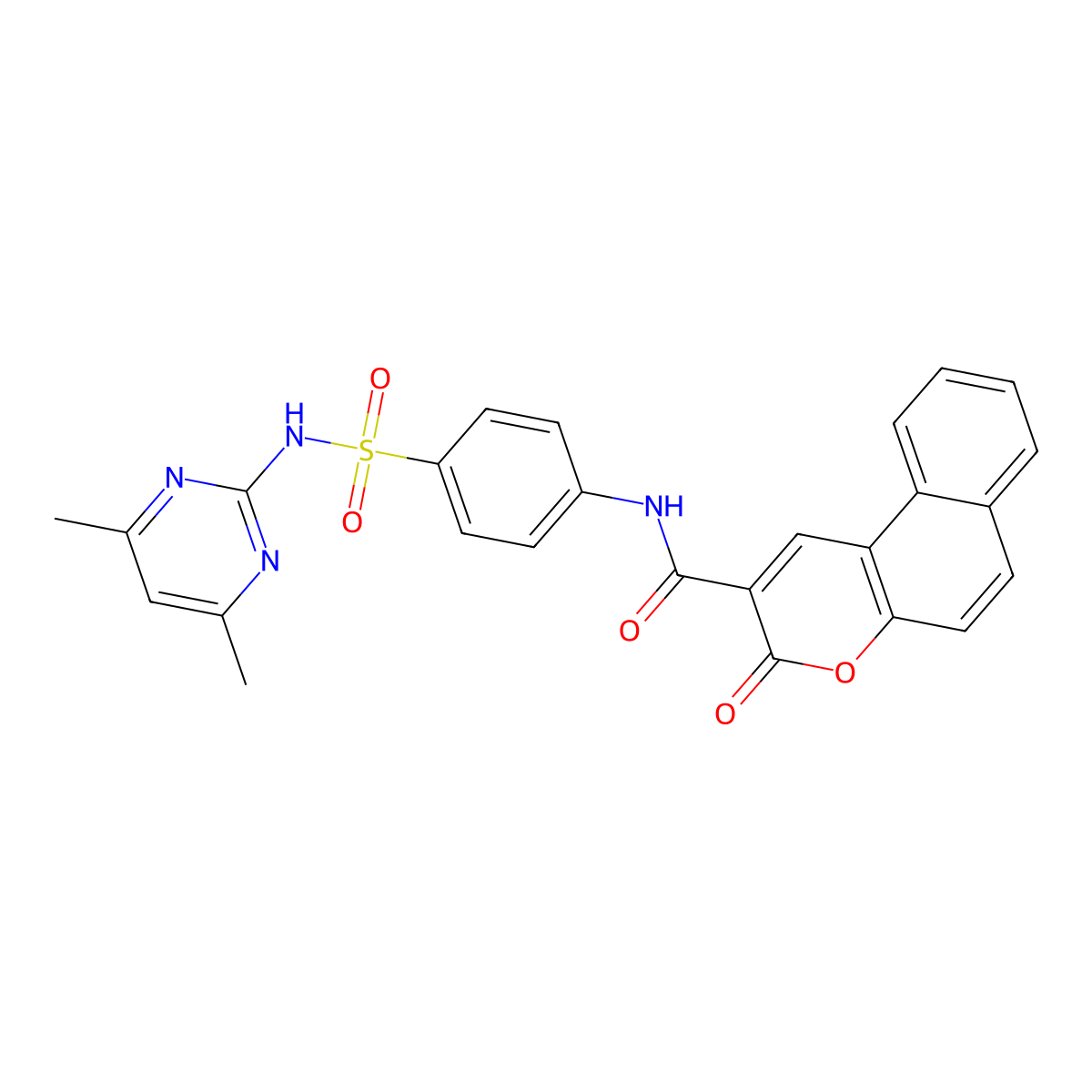N-[4-[(4,6-dimethylpyrimidin-2-yl)sulfamoyl]phenyl]-3-oxobenzo[f]chromene-2-carboxamide molecular structure, CAS 111456-23-6