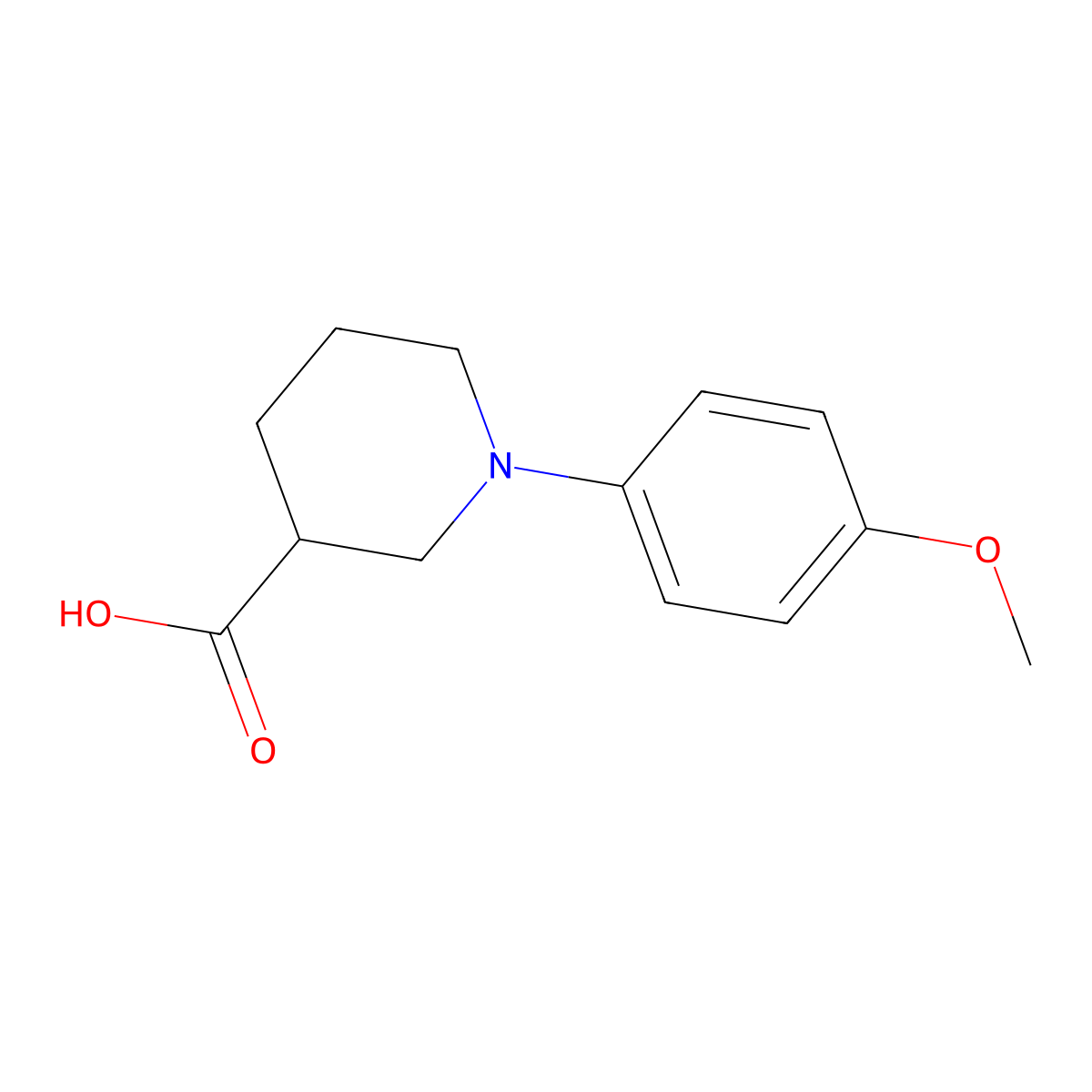 1-(4-Methoxyphenyl)-3-piperidinecarboxylic acid molecular structure, CAS 1114593-95-1