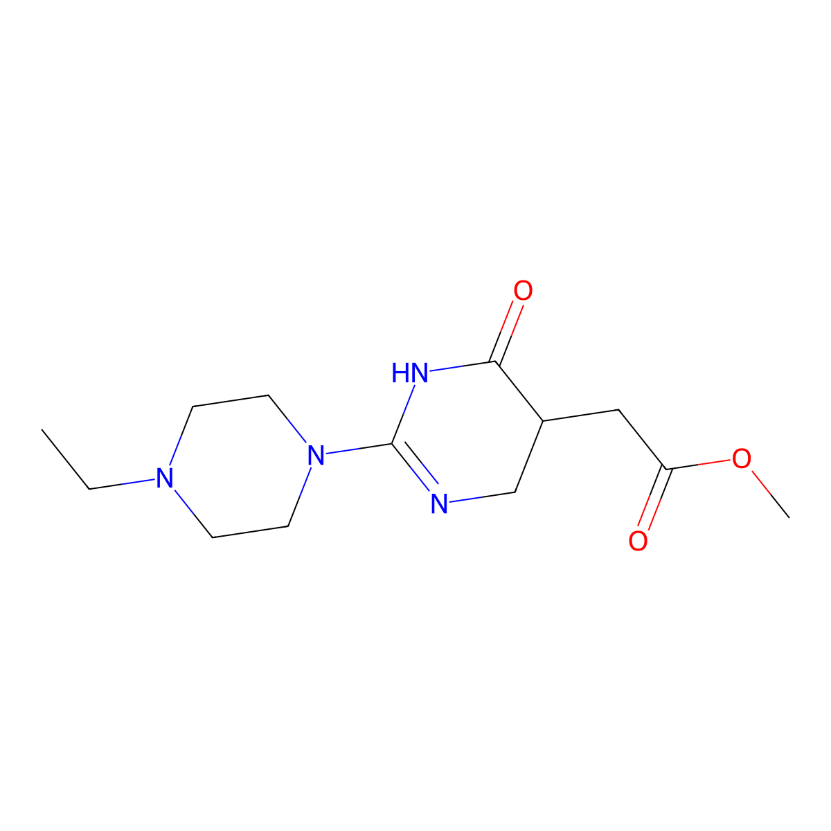 Methyl [2-(4-ethylpiperazin-1-yl)-6-oxo-1,4,5,6-tetrahydropyrimidin-5-yl]acetate molecular structure, CAS 1114595-99-1