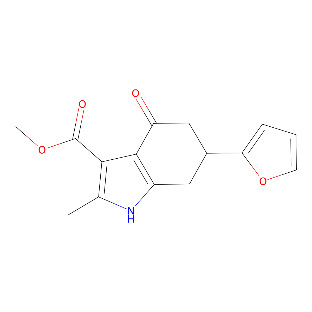 methyl 6-(furan-2-yl)-2-methyl-4-oxo-4,5,6,7-tetrahydro-1H-indole-3-carboxylate molecular structure, CAS 1114596-07-4