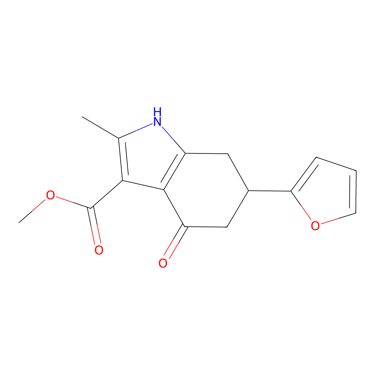 methyl 6-(furan-2-yl)-2-methyl-4-oxo-4,5,6,7-tetrahydro-1H-indole-3-carboxylate molecular structure, CAS 1114596-07-4