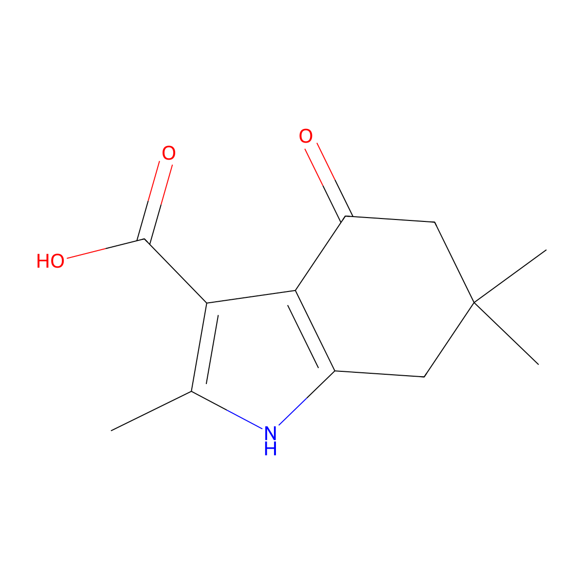 2,6,6-trimethyl-4-oxo-4,5,6,7-tetrahydro-1H-indole-3-carboxylic acid molecular structure, CAS 1114596-30-3