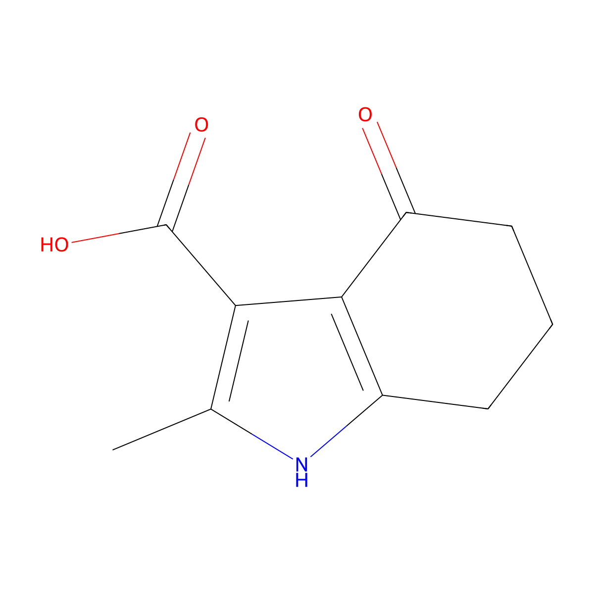 2-Methyl-4-oxo-4,5,6,7-tetrahydro-1H-indole-3-carboxylic acid molecular structure, CAS 1114596-35-8