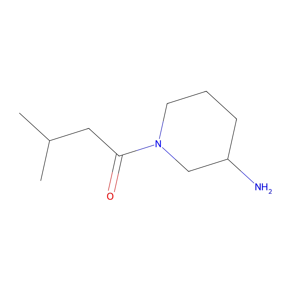 1-(3-Aminopiperidin-1-yl)-3-methylbutan-1-one molecular structure, CAS 1114596-49-4