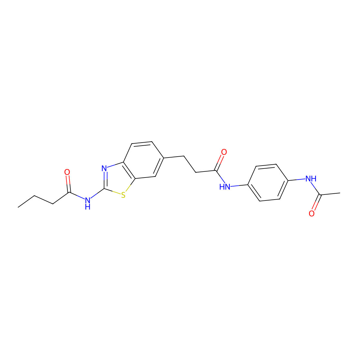 N-[6-(3-{[4-(acetylamino)phenyl]amino}-3-oxopropyl)-1,3-benzothiazol-2-yl]butanamide molecular structure, CAS 1114597-21-5