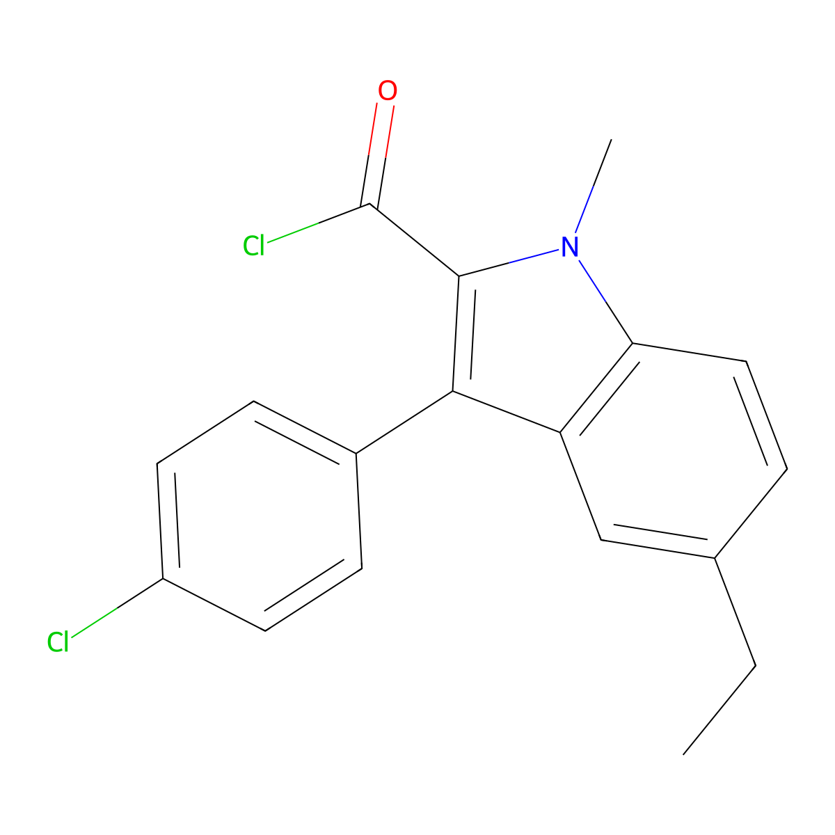 3-(4-chlorophenyl)-5-ethyl-1-methyl-1H-indole-2-carbonyl chloride molecular structure, CAS 1114597-24-8