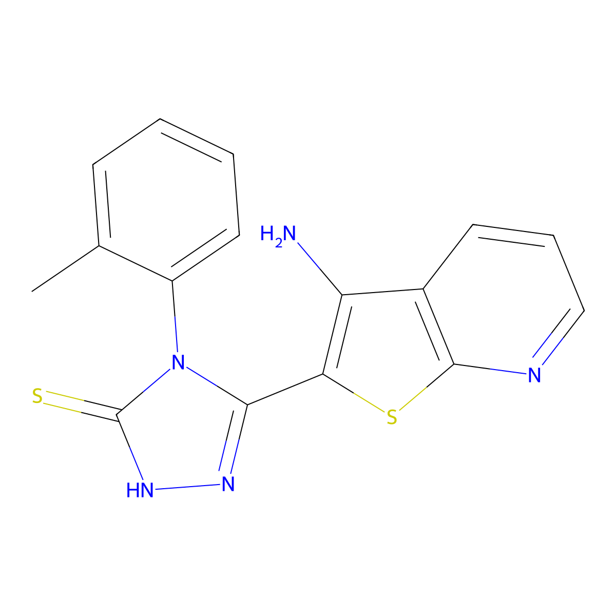 5-(3-aminothieno[2,3-b]pyridin-2-yl)-4-(2-methylphenyl)-4H-1,2,4-triazole-3-thiol molecular structure, CAS 1114597-28-2