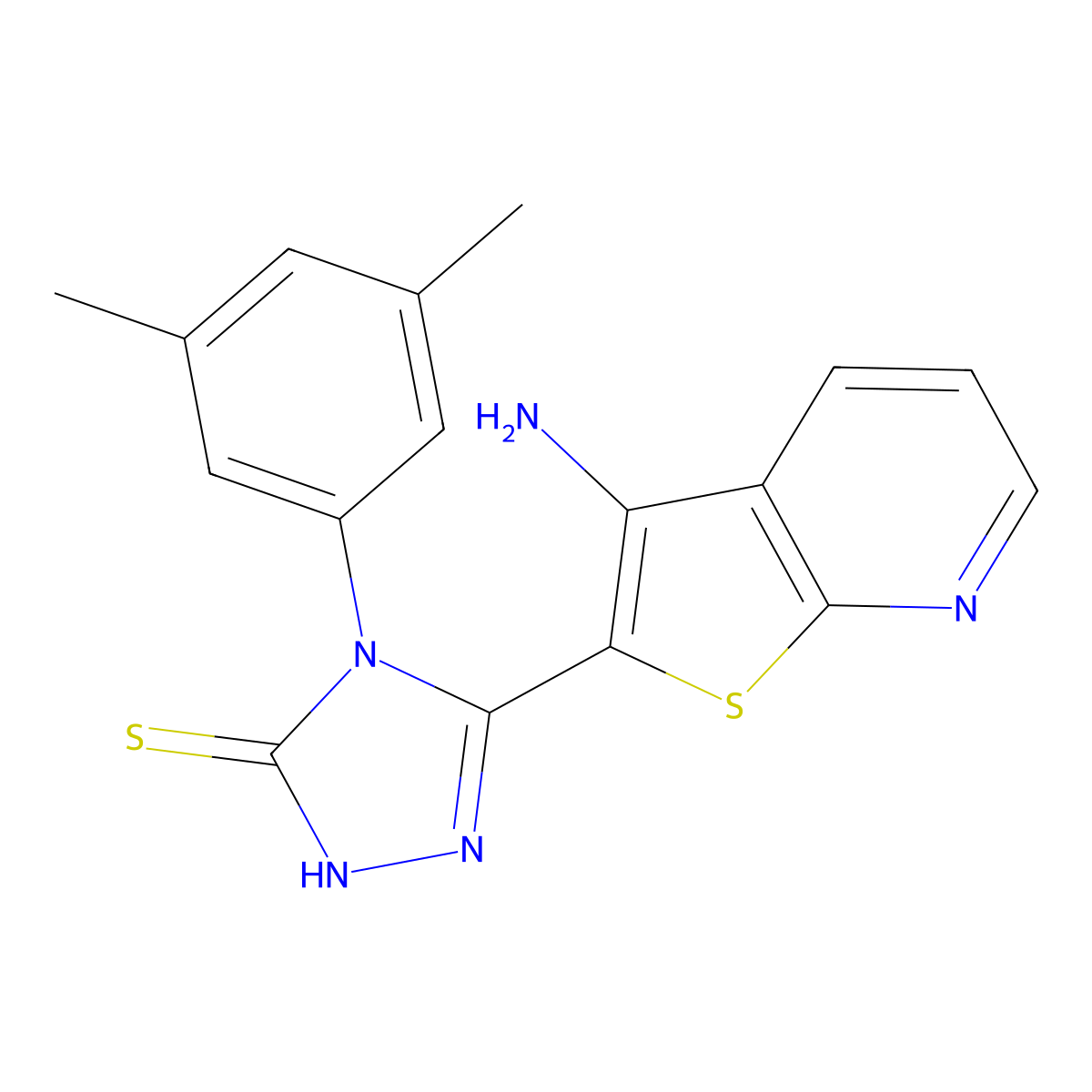 5-(3-aminothieno[2,3-b]pyridin-2-yl)-4-(3,5-dimethylphenyl)-4H-1,2,4-triazole-3-thiol molecular structure, CAS 1114597-32-8