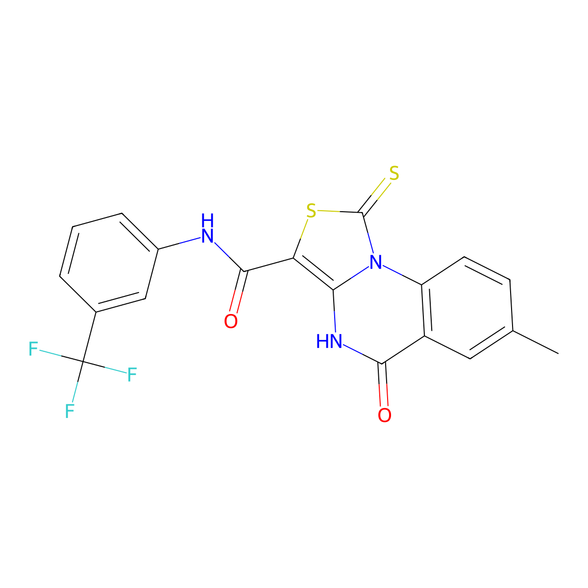 7-methyl-5-oxo-1-thioxo-N-(3-(trifluoromethyl)phenyl)-4,5-dihydro-1H-thiazolo[3,4-a]quinazoline-3-carboxamide molecular structure, CAS 1114597-35-1