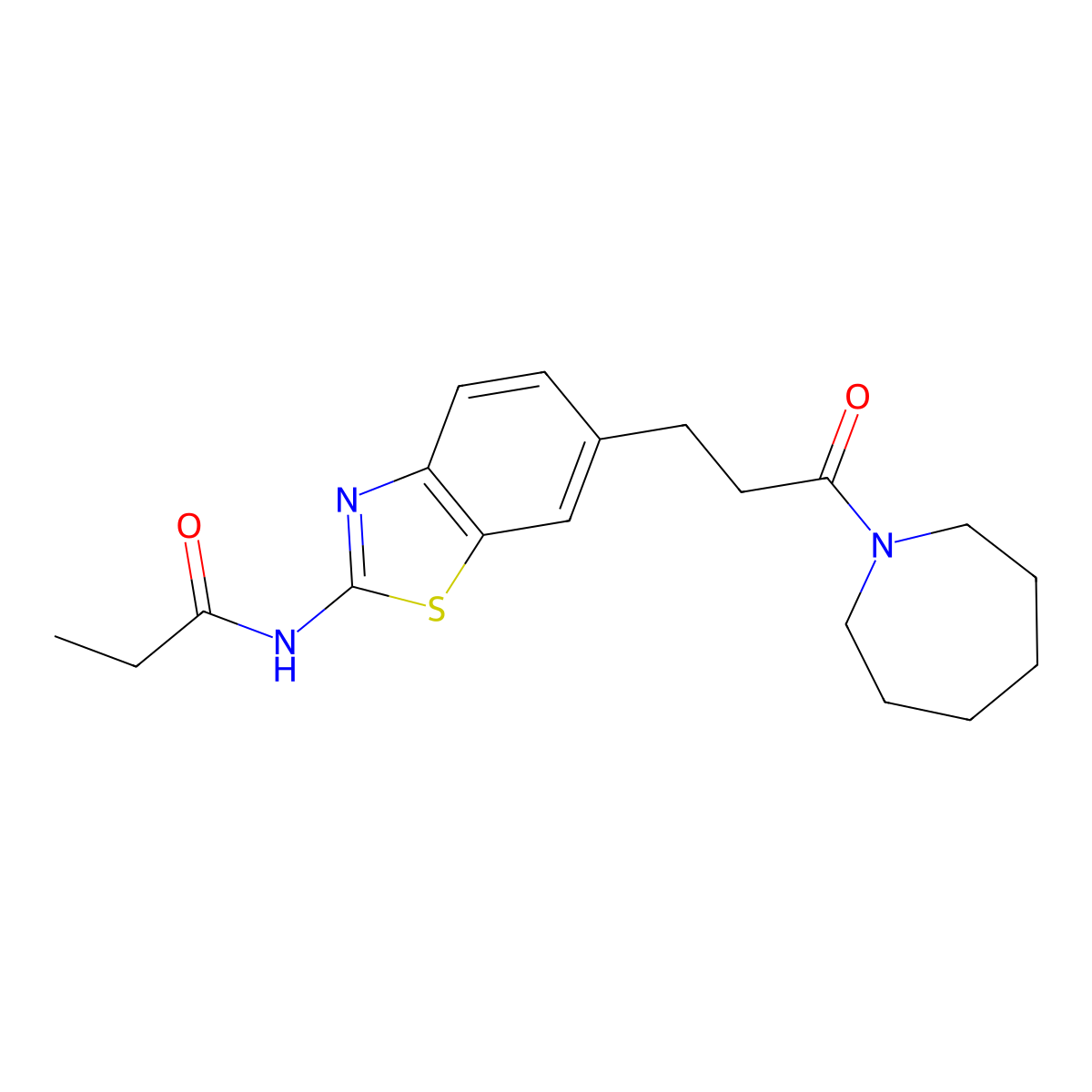 N-[6-(3-azepan-1-yl-3-oxopropyl)-1,3-benzothiazol-2-yl]propanamide molecular structure, CAS 1114597-37-3