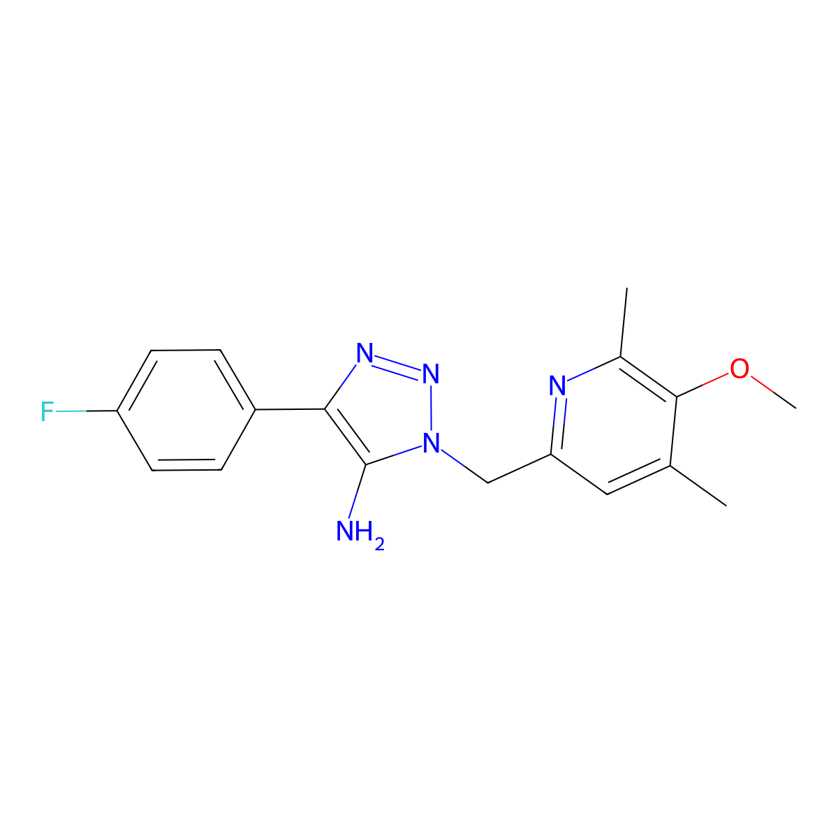 4-(4-Fluorophenyl)-1-[(5-methoxy-4,6-dimethyl-pyridin-2-yl)methyl]-1H-1,2,3-triazol-5-amine molecular structure, CAS 1114597-84-0