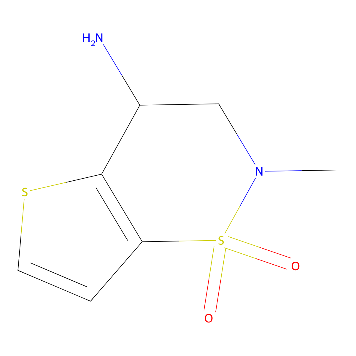 2-methyl-3,4-dihydro-2H-thieno[2,3-e][1,2]thiazin-4-amine 1,1-dioxide molecular structure, CAS 1114597-89-5