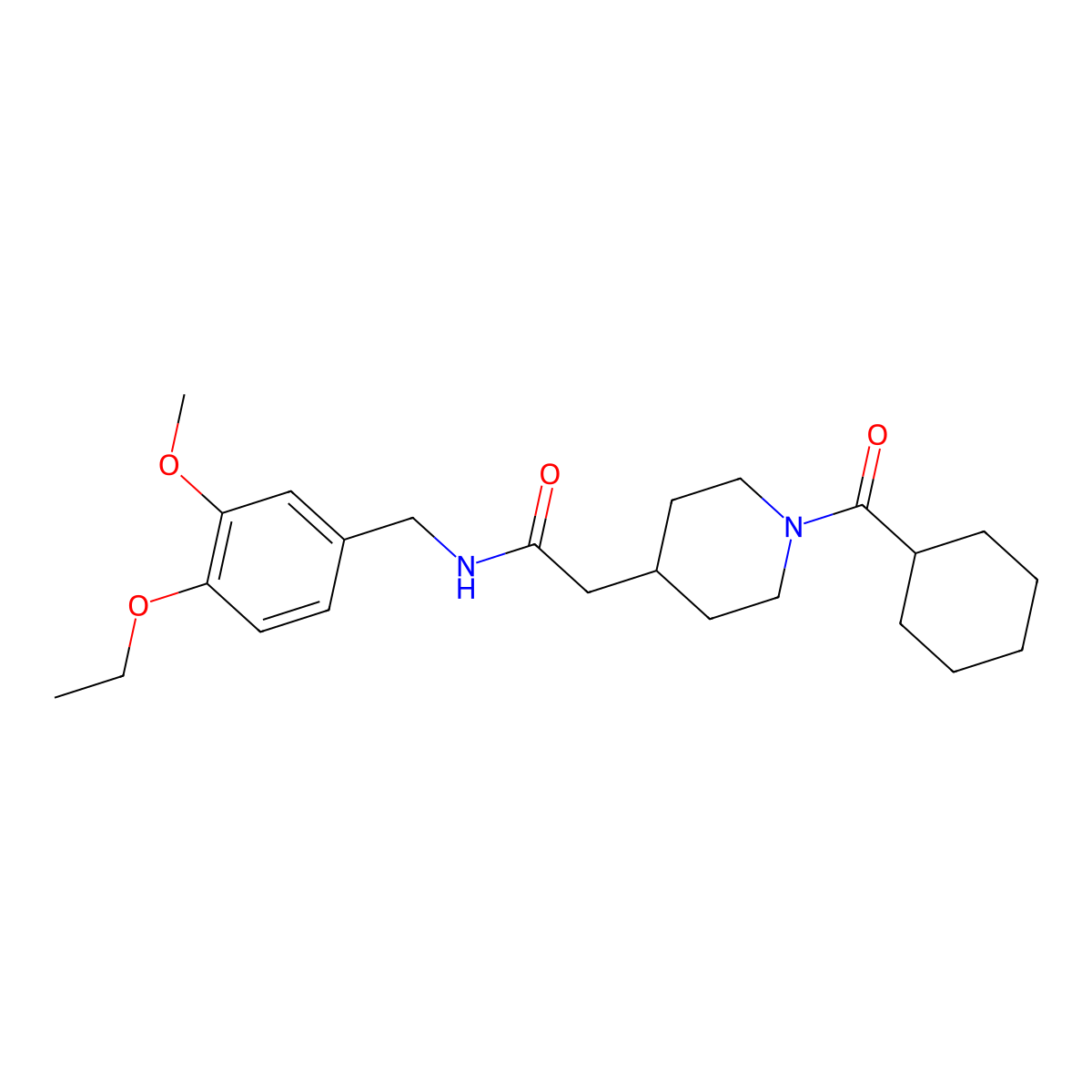 2-[1-(cyclohexylcarbonyl)piperidin-4-yl]-N-(4-ethoxy-3-methoxybenzyl)acetamide molecular structure, CAS 1114597-95-3