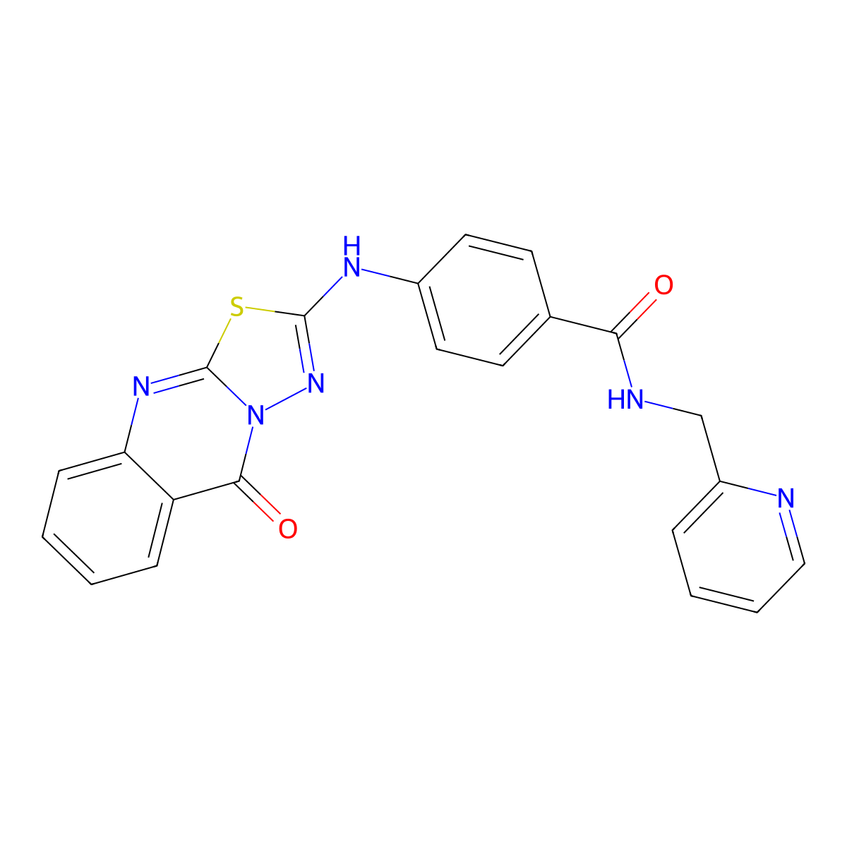 4-((5-oxo-5H-[1,3,4]thiadiazolo[2,3-b]quinazolin-2-yl)amino)-N-(pyridin-2-ylmethyl)benzamide molecular structure, CAS 1114600-19-9