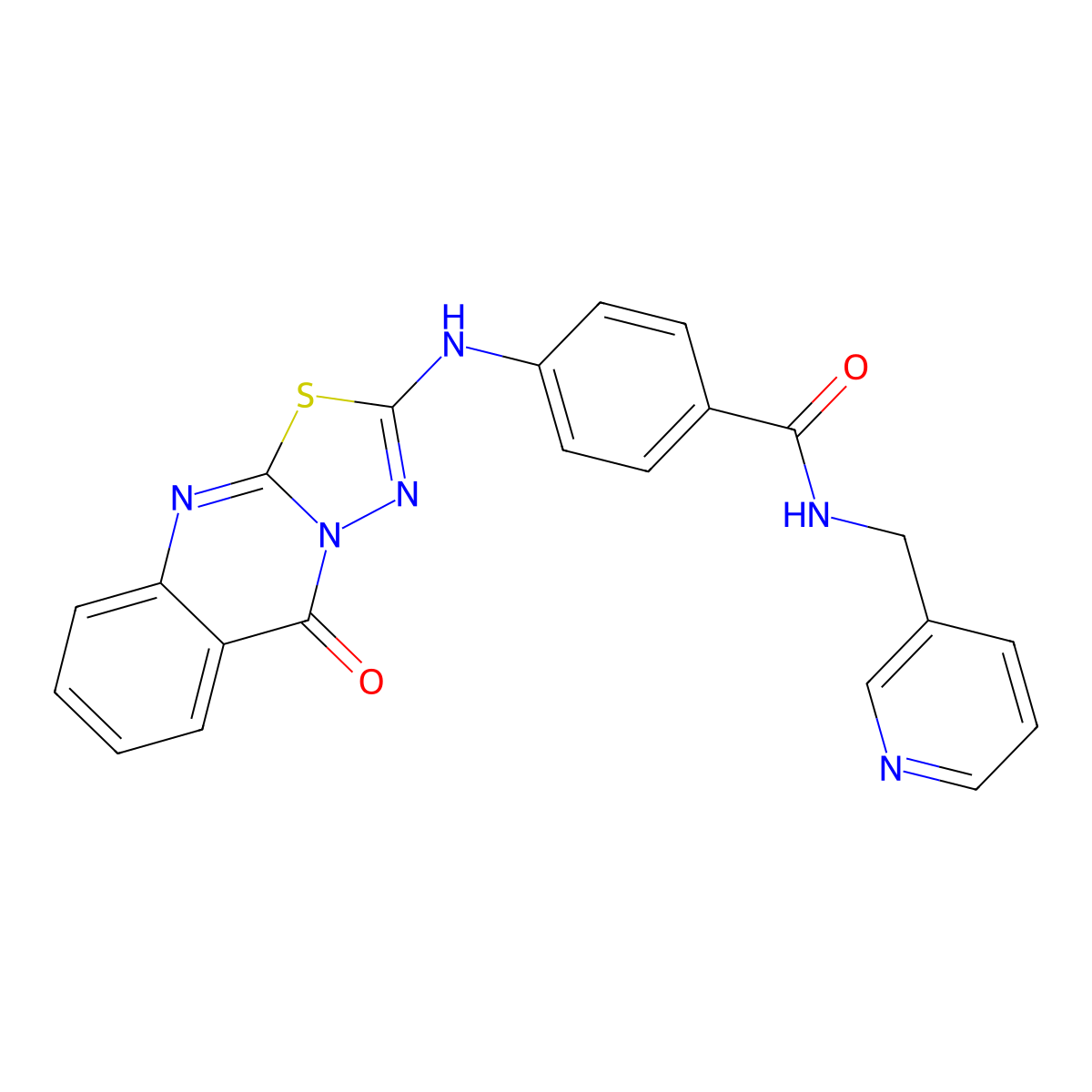 4-((5-oxo-5H-[1,3,4]thiadiazolo[2,3-b]quinazolin-2-yl)amino)-N-(pyridin-3-ylmethyl)benzamide molecular structure, CAS 1114600-25-7