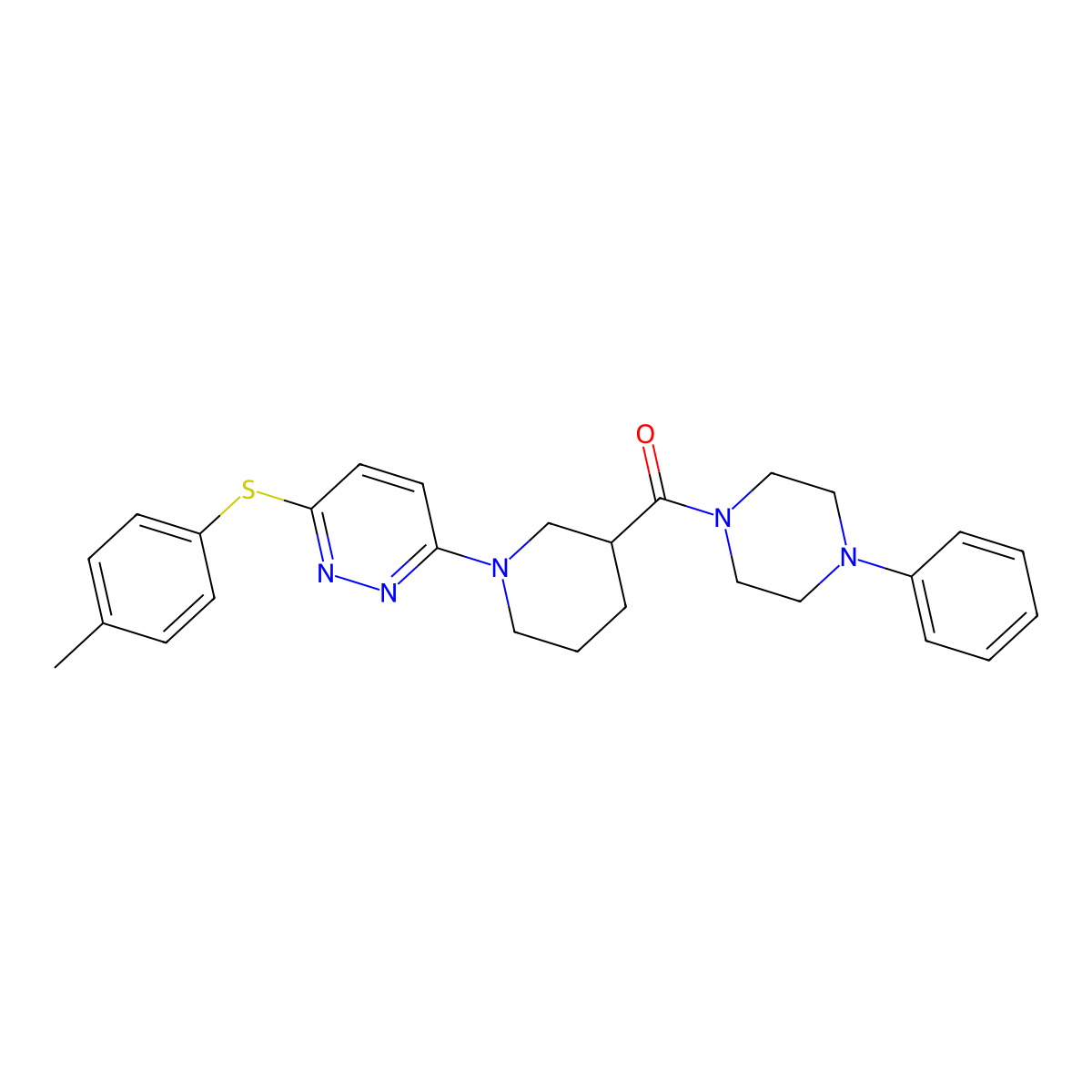 (4-Phenylpiperazin-1-yl)(1-(6-(p-tolylthio)pyridazin-3-yl)piperidin-3-yl)methanone molecular structure, CAS 1114600-35-9