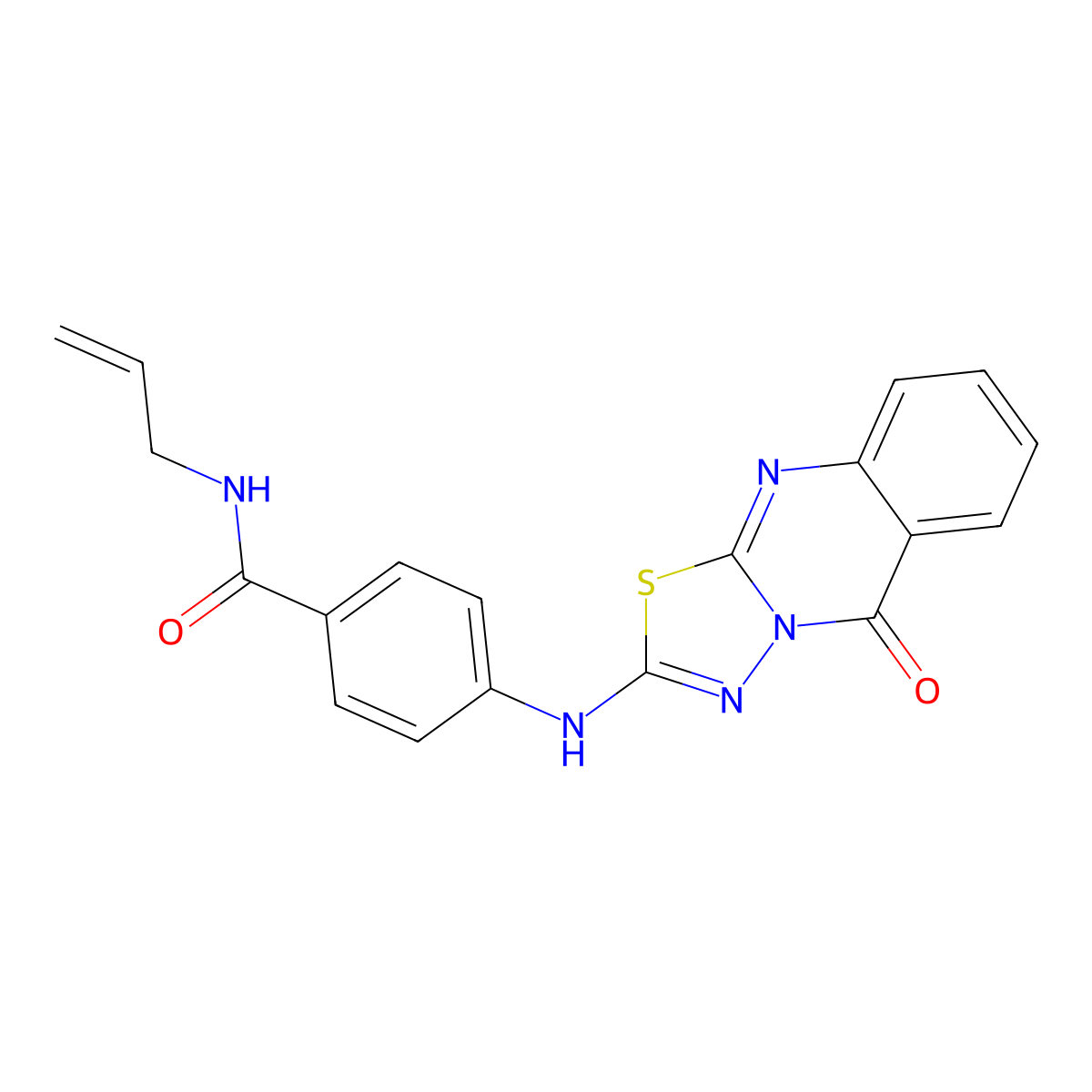 N-allyl-4-((5-oxo-5H-[1,3,4]thiadiazolo[2,3-b]quinazolin-2-yl)amino)benzamide molecular structure, CAS 1114600-37-1
