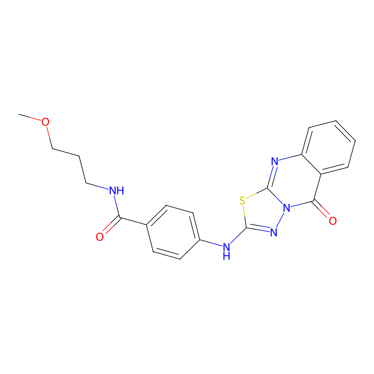 N-(3-methoxypropyl)-4-((5-oxo-5H-[1,3,4]thiadiazolo[2,3-b]quinazolin-2-yl)amino)benzamide molecular structure, CAS 1114600-43-9