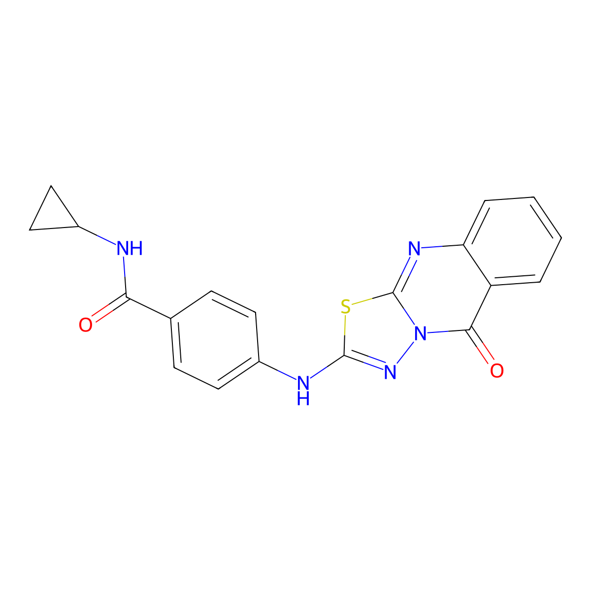 N-cyclopropyl-4-({5-oxo-5H-[1,3,4]thiadiazolo[2,3-b]quinazolin-2-yl}amino)benzamide molecular structure, CAS 1114600-49-5