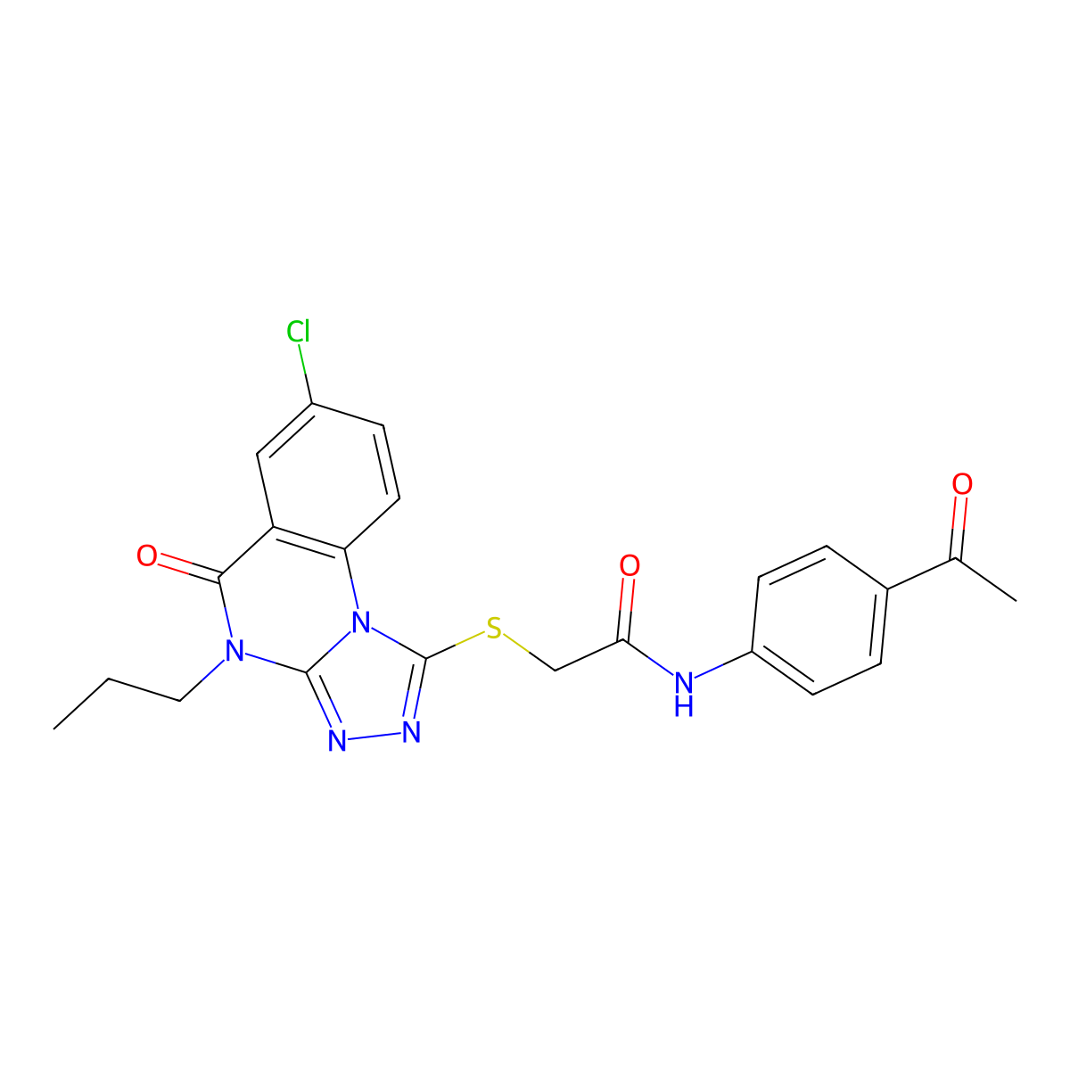 N-(4-acetylphenyl)-2-((7-chloro-5-oxo-4-propyl-4,5-dihydro-[1,2,4]triazolo[4,3-a]quinazolin-1-yl)thio)acetamide molecular structure, CAS 1114600-87-1