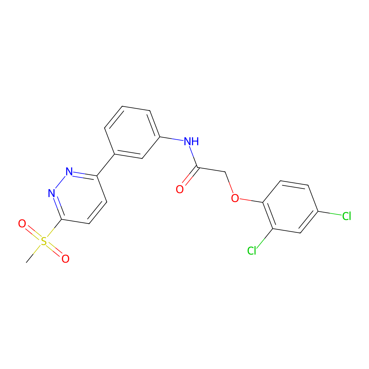 2-(2,4-dichlorophenoxy)-N-(3-(6-(methylsulfonyl)pyridazin-3-yl)phenyl)acetamide molecular structure, CAS 1114602-67-3