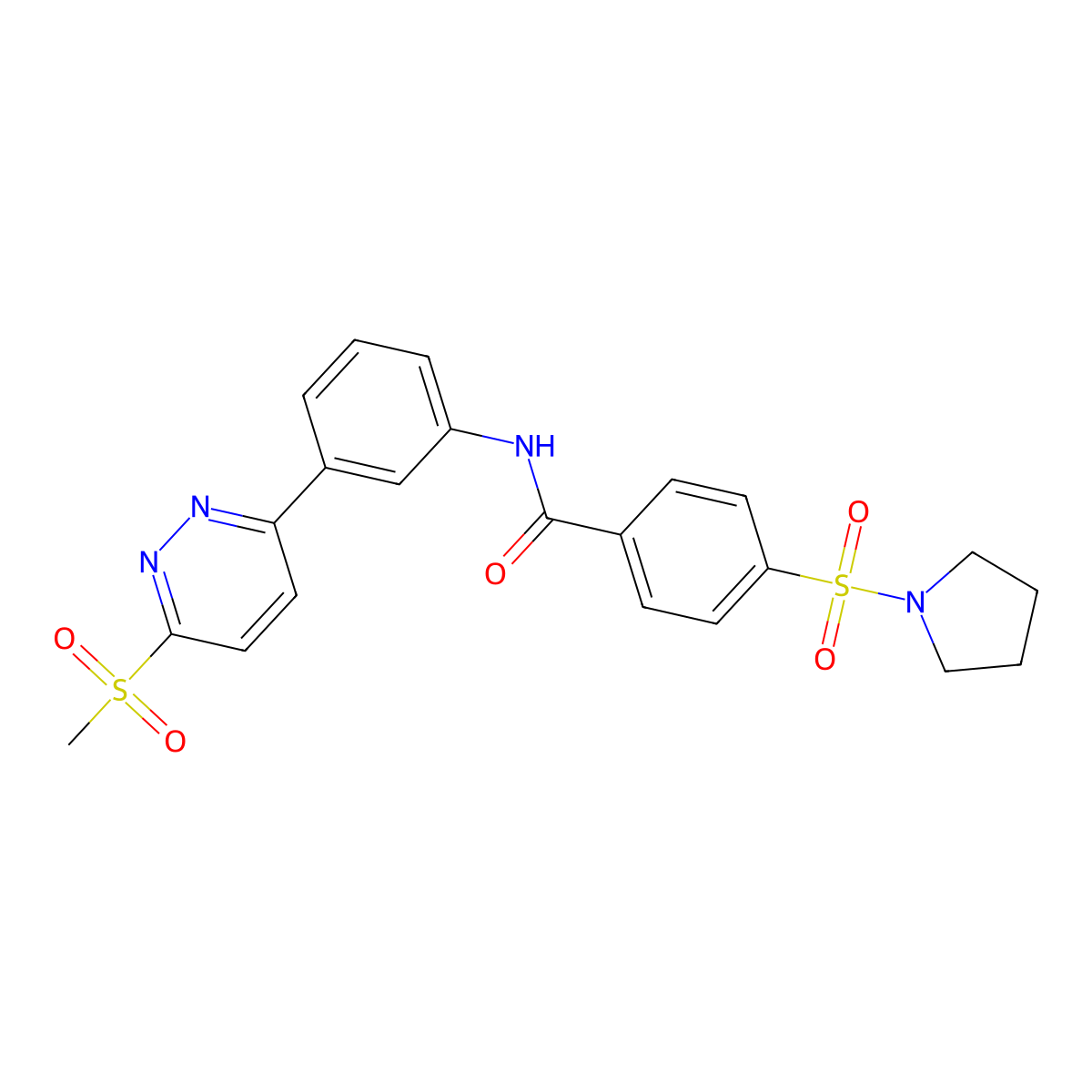 N-[3-(6-methanesulfonylpyridazin-3-yl)phenyl]-4-(pyrrolidine-1-sulfonyl)benzamide molecular structure, CAS 1114602-72-0
