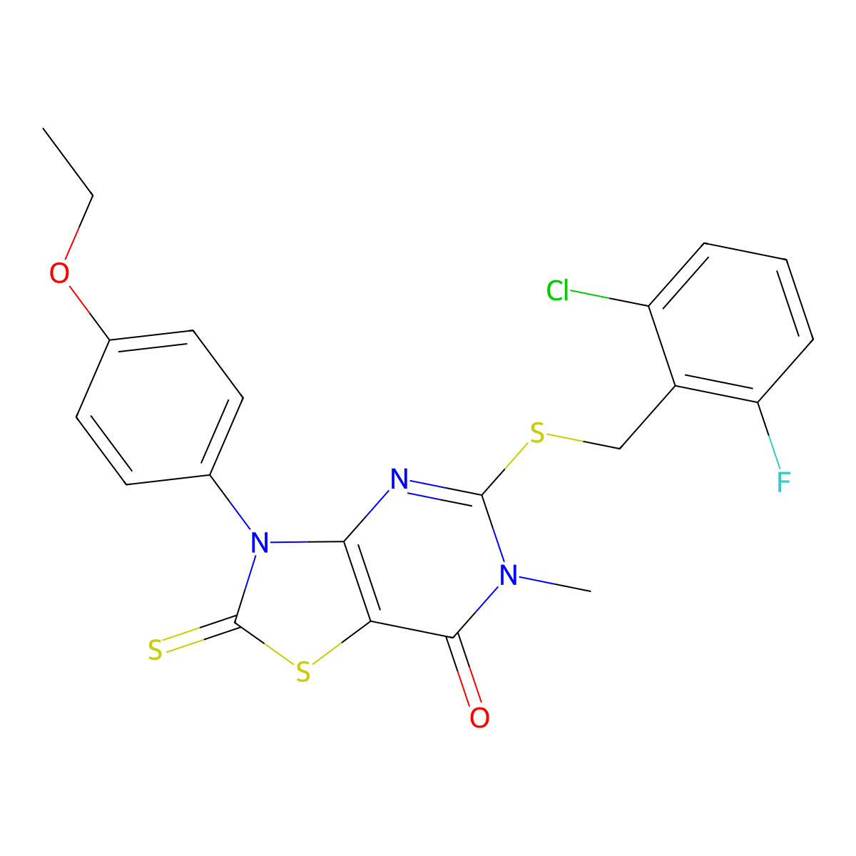 5-((2-chloro-6-fluorobenzyl)thio)-3-(4-ethoxyphenyl)-6-methyl-2-thioxo-2,3-dihydrothiazolo[4,5-d]pyrimidin-7(6H)-one molecular structure, CAS 1114604-31-7