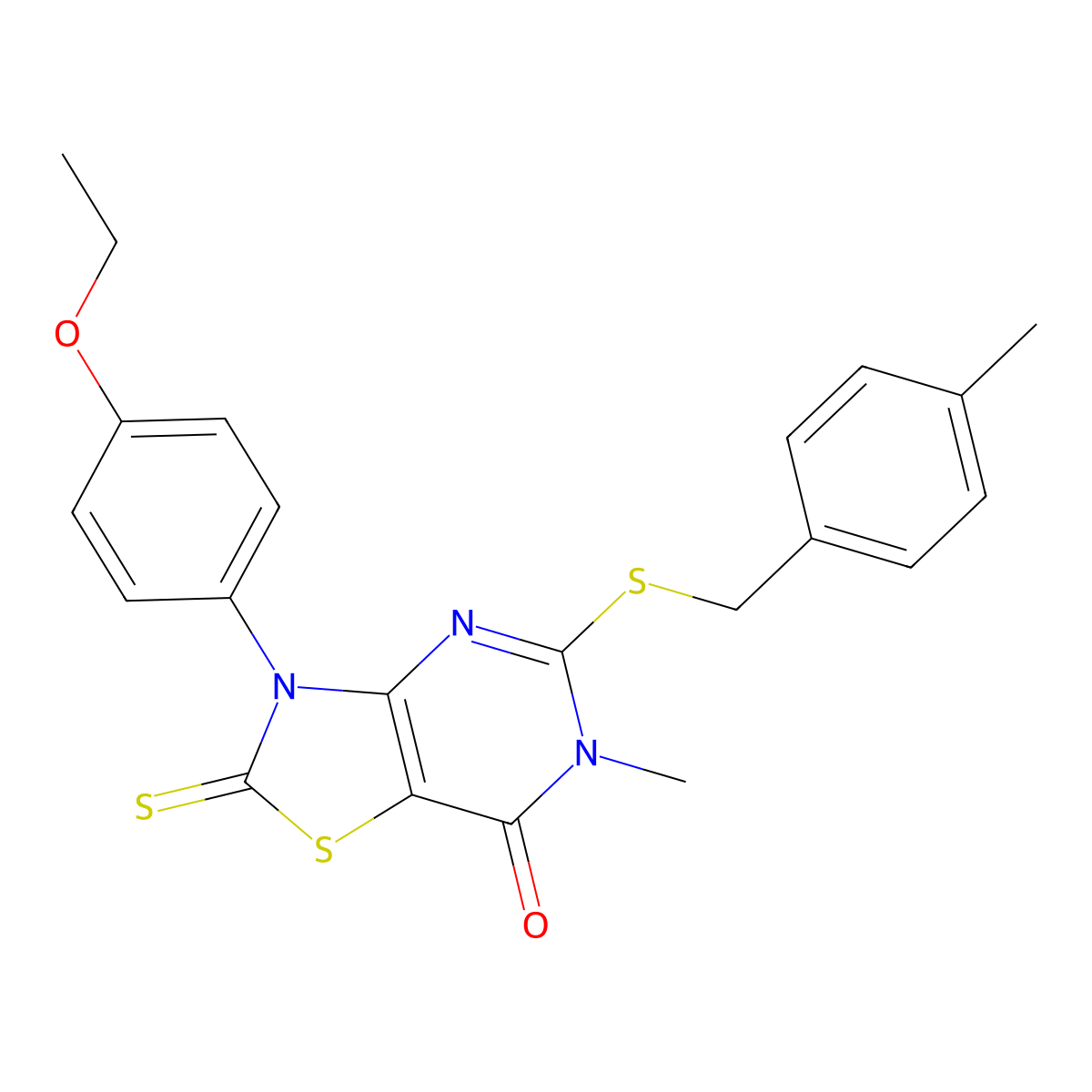 3-(4-ethoxyphenyl)-6-methyl-5-((4-methylbenzyl)thio)-2-thioxo-2,3-dihydrothiazolo[4,5-d]pyrimidin-7(6H)-one molecular structure, CAS 1114604-35-1