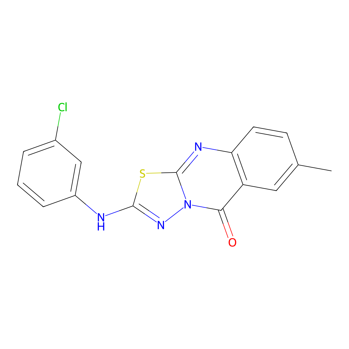 2-[(3-chlorophenyl)amino]-7-methyl-5H-[1,3,4]thiadiazolo[2,3-b]quinazolin-5-one molecular structure, CAS 1114610-71-7