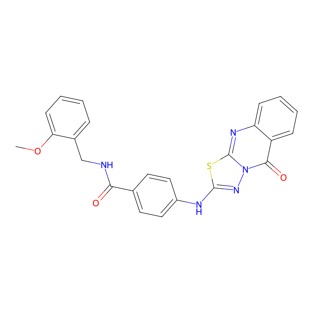 N-(2-methoxybenzyl)-4-((5-oxo-5H-[1,3,4]thiadiazolo[2,3-b]quinazolin-2-yl)amino)benzamide molecular structure, CAS 1114610-94-4