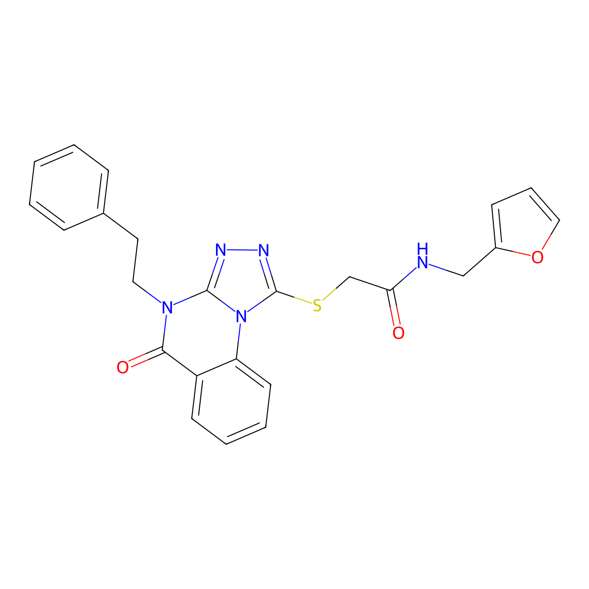 N-(furan-2-ylmethyl)-2-((5-oxo-4-phenethyl-4,5-dihydro-[1,2,4]triazolo[4,3-a]quinazolin-1-yl)thio)acetamide molecular structure, CAS 1114613-95-4