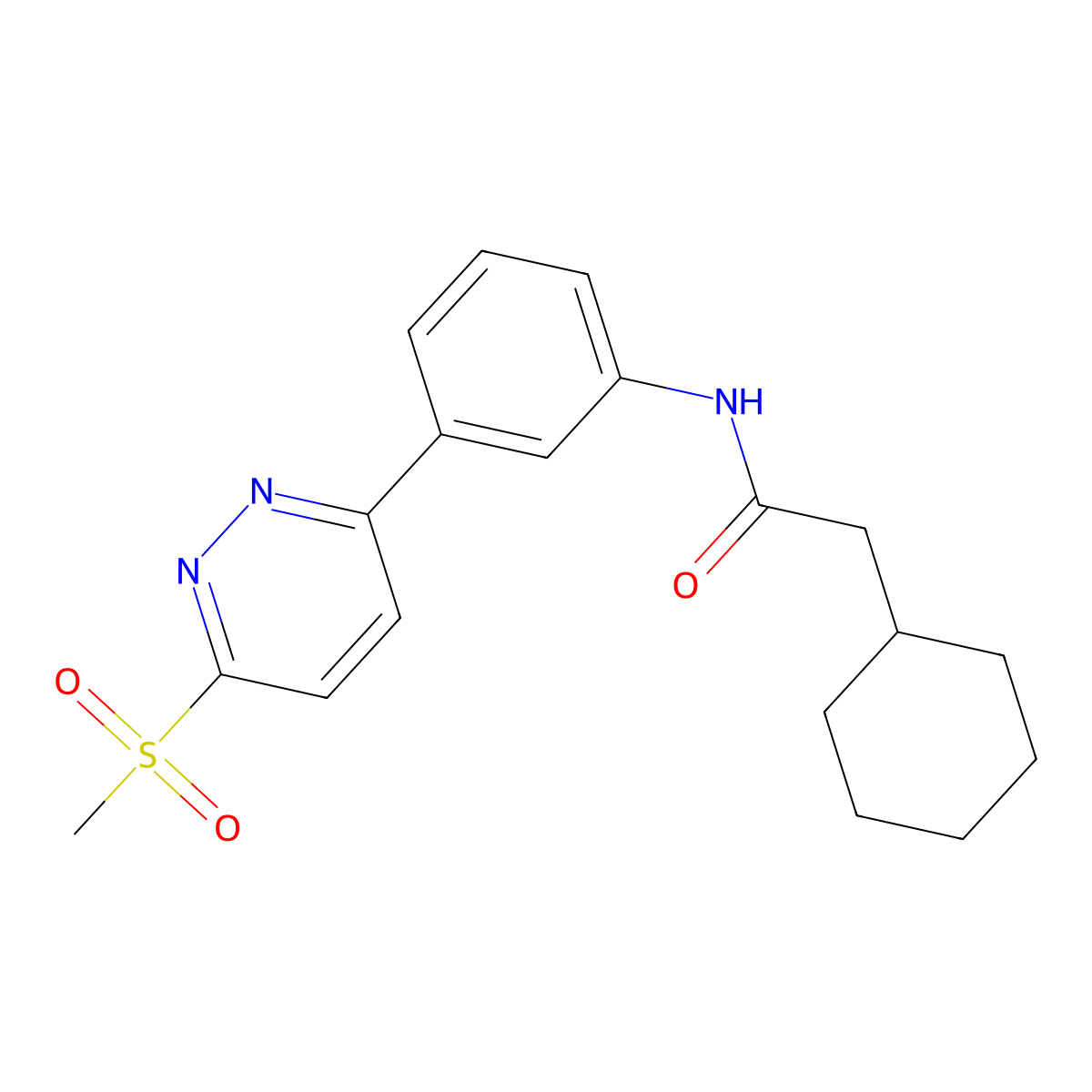 2-cyclohexyl-N-[3-(6-methanesulfonylpyridazin-3-yl)phenyl]acetamide molecular structure, CAS 1114614-38-8