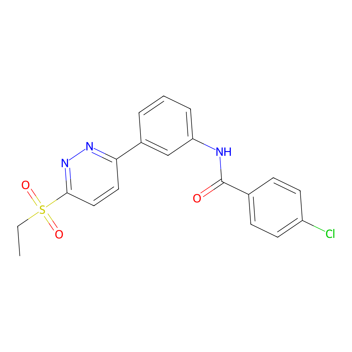 4-chloro-N-(3-(6-(ethylsulfonyl)pyridazin-3-yl)phenyl)benzamide molecular structure, CAS 1114614-42-4