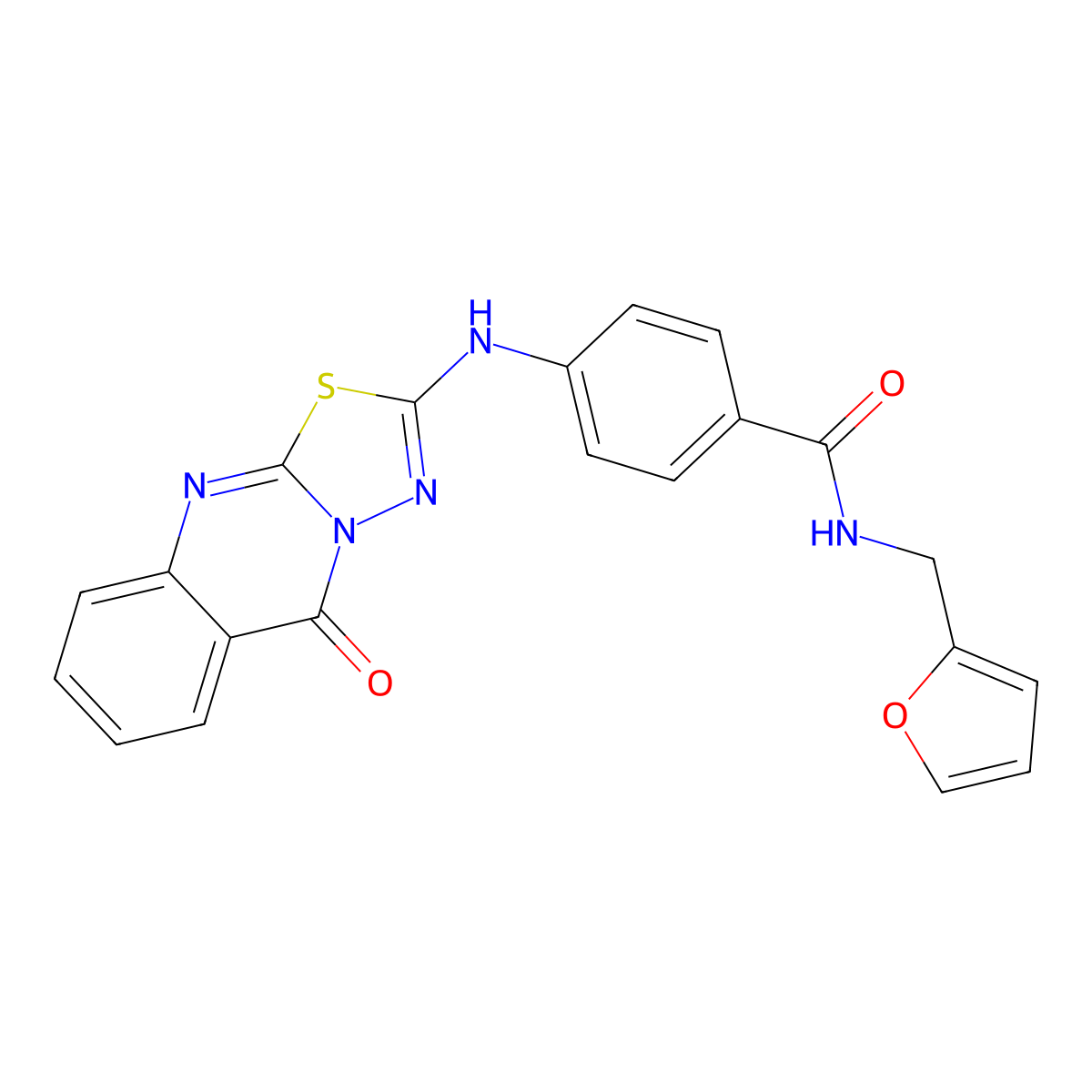 N-[(furan-2-yl)methyl]-4-({5-oxo-5H-[1,3,4]thiadiazolo[2,3-b]quinazolin-2-yl}amino)benzamide molecular structure, CAS 1114627-40-5