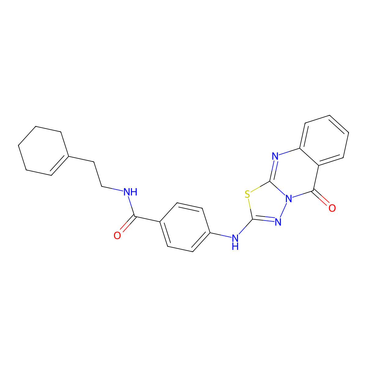 N-(2-(cyclohex-1-en-1-yl)ethyl)-4-((5-oxo-5H-[1,3,4]thiadiazolo[2,3-b]quinazolin-2-yl)amino)benzamide molecular structure, CAS 1114627-50-7